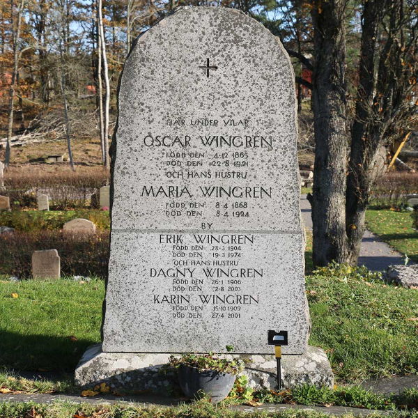Oskar Wingrens familjegrav  i gruppen Vrmland / Sffle / By kyrkogrd hos Kyrkogrdsvandring (010121R)