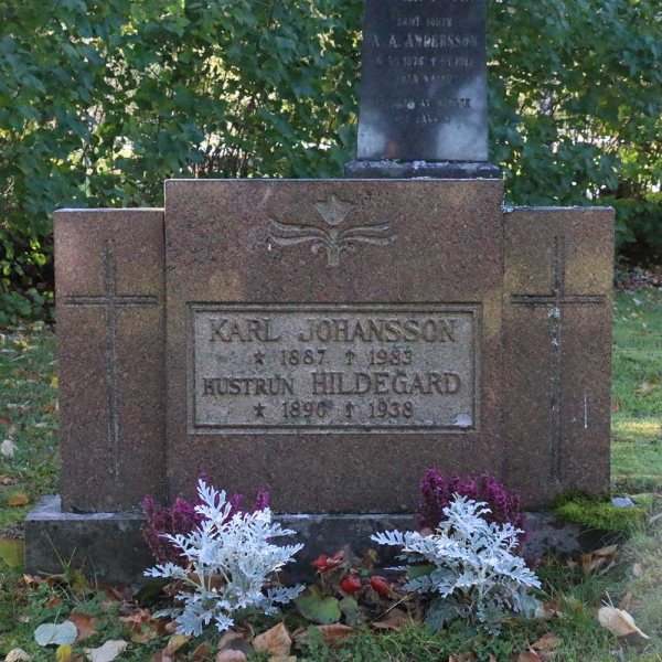 Karl Gustaf och Hildegard Johansson i gruppen Vrmland / Sffle / Svanskog kyrkogrd hos Kyrkogrdsvandring (110138R)