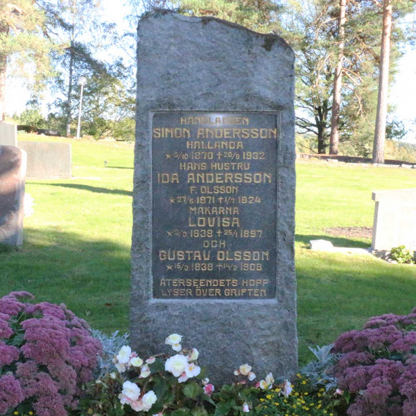 Simon Anderssons familjegrav i gruppen Vrmland / Sffle / Svanskog kyrkogrd hos Kyrkogrdsvandring (110336R)